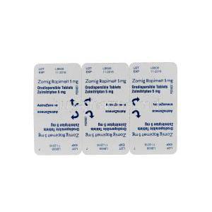 Zomig Rapimelt, Zolmitriptan 5mg Orodispersible Tablets Strip Back