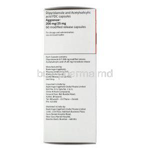 Aggrenox, Dipyridamole MR 200mg and Acetylsalicylic Acid 25mg Box Information