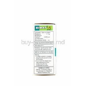 Bimat LS, Generic Lumigan, Bimatoprost 0.01% Eye Drops 3ml Box Information