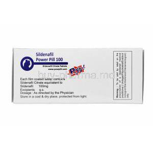 POW! Sildenafil Power Pill 100, Sildenafil 100mg Box Information