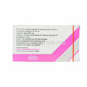 Divaa-OD 500, Generic Depakote ER, Divalproex Sodium 500mg Extended Release Box Information