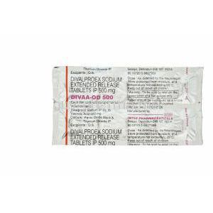 Divaa-OD 500, Generic Depakote ER, Divalproex Sodium 500mg Extended Release Tablet Blister Pack Information