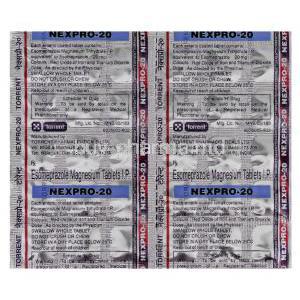 Nexpro, Esomeprazole 20mg Tablet Blister Pack Information
