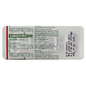 Virovir, Famciclovir 500 mg Tablet