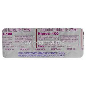 Hipres, Atenolol 25 mg (Cipla) Tablet information