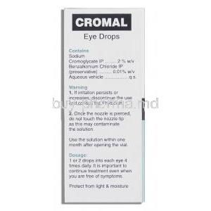 Cromal Eye Drop, Sodium Cromoglycate/Benzalkonium box composition