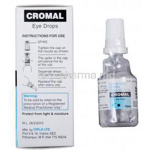 Cromal Eye Drops, Sodium Cromoglycate Ophthalmic Solution 2% 5ml Manufacturer Cipla