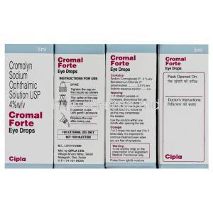 Cromal Forte Eye Drops, Sodium Cromoglycate 4% Eye Drop (Cipla) 5 ml box