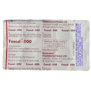 Foseal, Sevelamer Hydrochloride 800 Mg Packaging