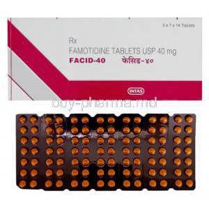 Generic  Pepcid, Facid Famotidine 40 mg Tablet (Intas)