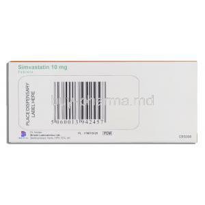 Simvastatin, Simvastatin 10mg Box Back