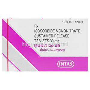 Generic Imdur, Monit, Isosorbide Mononitrate 30 mg SR Tablet (Intas) box