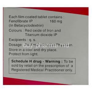 Lipicard, Fenofibrate 160 mg USV box warning