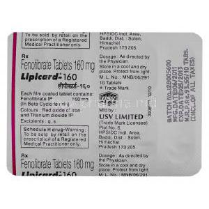 Fenolip, Fenofibrate 160 mg USV blister info