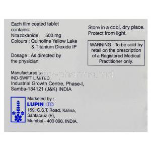 Annita, Generic Alinia, Nitazoxanide/ Nizonide 500 mg manufacturer info