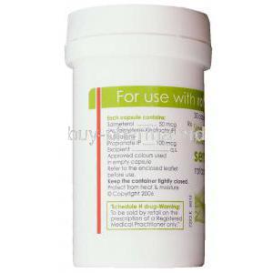 Seroflo, Salmeterol/ Fluticasone Propionate 50 Mcg/  100 Mcg  Rotacap Container Composition