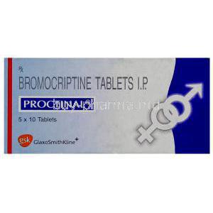 Generic  Parlodel, Proctinal Bromocriptine Mesylate 2.5 mg Tablet and  Box GSK