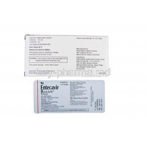 Baraclude, Entecavir 0.5mg Box and Tablet Strip Information