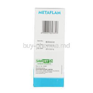 Metaflam Oral Suspension (Vet), Generic Metacam, Meloxicam BP 1.5mg 100ml Box Manufacturer Sava