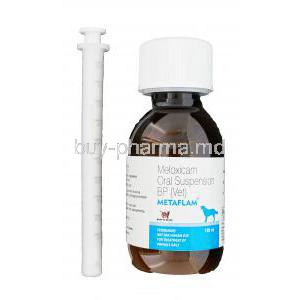 Metaflam Oral Suspension (Vet), Generic Metacam, Meloxicam BP 1.5mg 100ml Bottle and Measuring Syringe