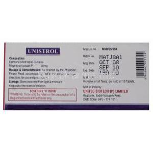 Endace, Generic Megace, Megestrol Acetate 40 mg  Box  Information