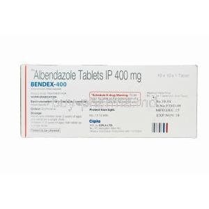 Bendex-400, Generic Albenza, Albendazole 400mg Box Information