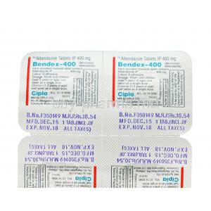 Bendex-400, Generic Albenza, Albendazole 400mg Chewable Tablet Strip Information