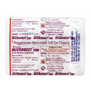 Microgest, Micronized Progesterone 400mg blister pack information
