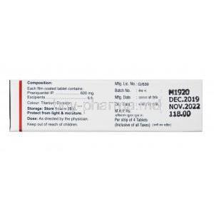 Distoside, Praziquantel  600 mg Tablet and box