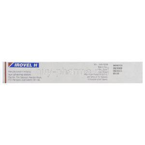 IROVEL-H, Irbesartan/ Hydrochlorothiazide 150 mg/ 12.5 mg Tablet manufacturer info