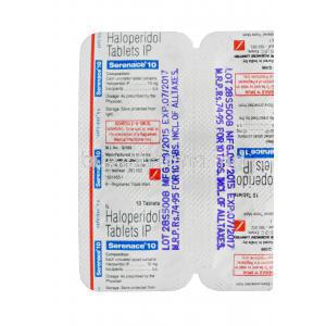 Serenace 10, Generic Haldol, Haloperidol 10mg Tablet Strip Information