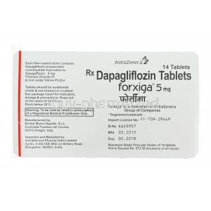 Forxiga, Dapagliflozin 5mg Tablet Strip Information