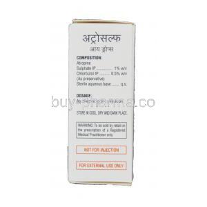 Atrosulph Eye Drops, Generic Atropisol, Atropine Sulphate 1% 5ml Box Information