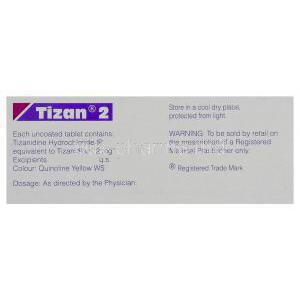 Tizan, Generic Zanaflex, Tizanidine 2 mg Tablet (Sun pharma)  Box warning