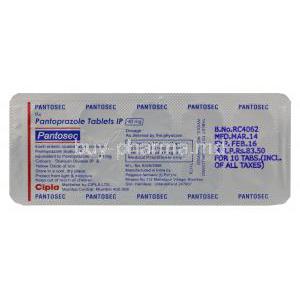 Pantosec, Pantoprazole 40mg Tablet Strip Information