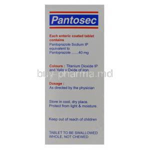 Pantosec, Pantoprazole 40mg Box Information