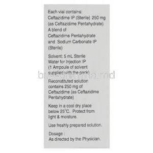Orzid, Ceftazidime Injection 250 mg information