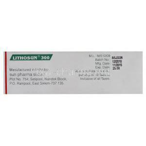 Lithosun, Lithium Carbonate  300 mg (Sun Pharma) Box