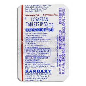 Covance, Losartan Potassium 50 Mg Tablet  (Ranbaxy)