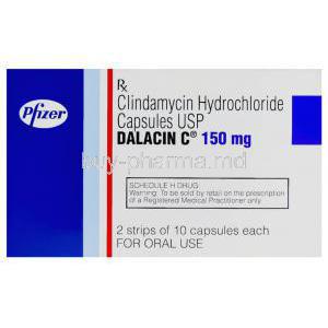 Dalacin C, Clindamycin 150 mg capsule box warning