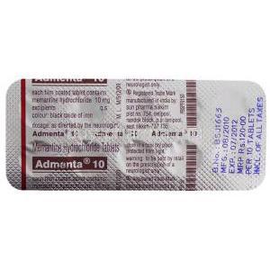 Admenta, Memantine 10 Mg Packaging