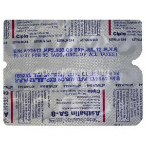 Asthalin, Generic Ventolin, Salbutamol 8 mg Tablet