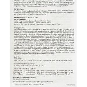 Medrol, Methylprednisolone 16 mg information sheet 9