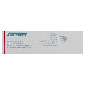 Mirtaz, Mirtazapine 7.5 mg Manufacturer data