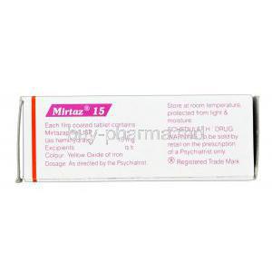 Mirtaz, Mirtazapine 15mg composition