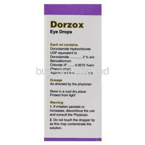 Dorzox, Dorzolamide Eye drop (Cipla) Composition