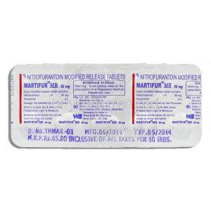 Martifur, Nitrofurantoin  50 mg packaging