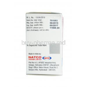 Erlonat 150, Generic Tarceva, Erlotinib 150mg Box Manufacturer Natco