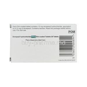 Donepezil Hydrochloride, Generic Aricept, Donepezil HCl 10mg Box Information