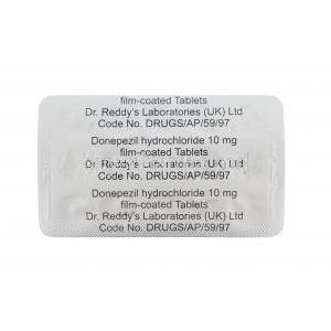 Donepezil Hydrochloride, Generic Aricept, Donepezil HCl 10mg Tablet Strip Back